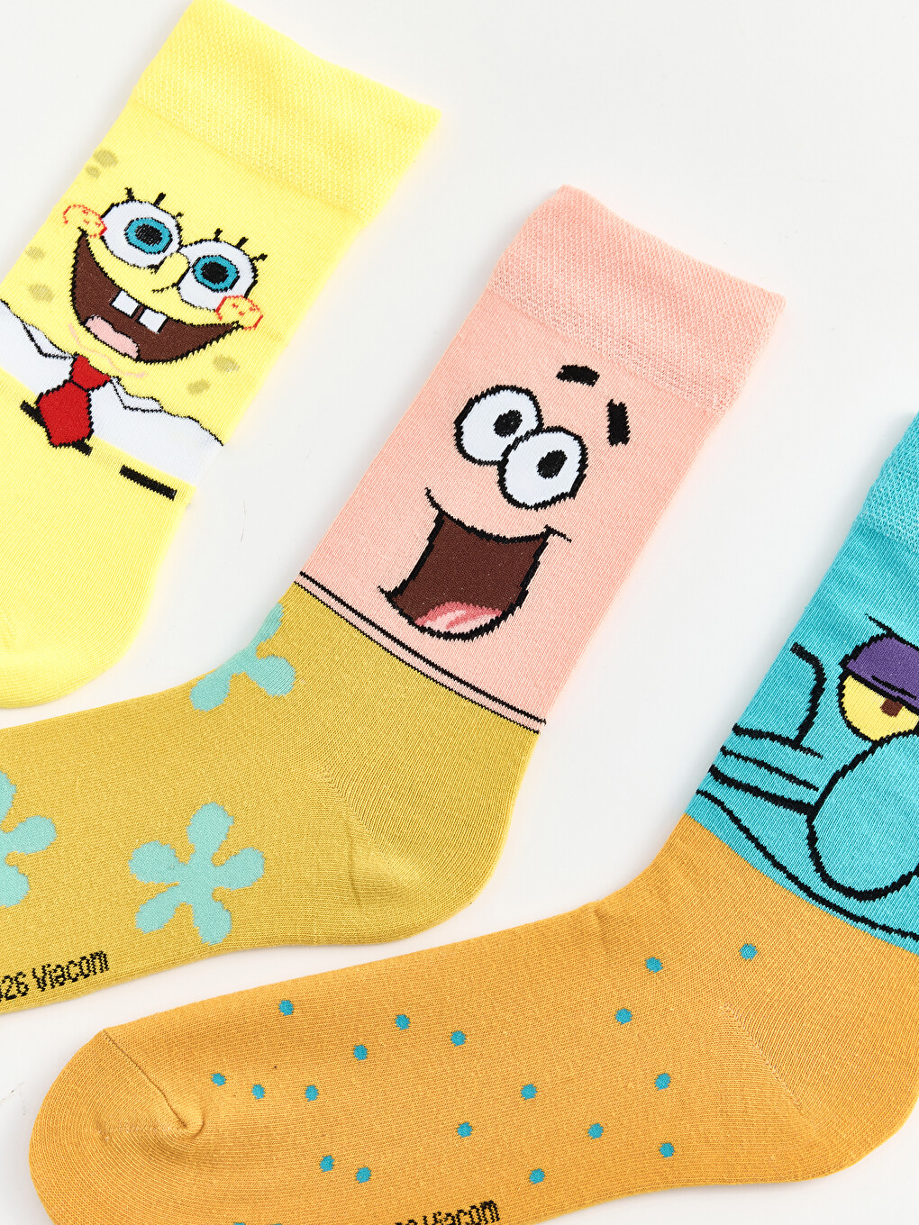 Karışık Sünger Bob Baskılı Erkek Çorap 3'lü Paket-1