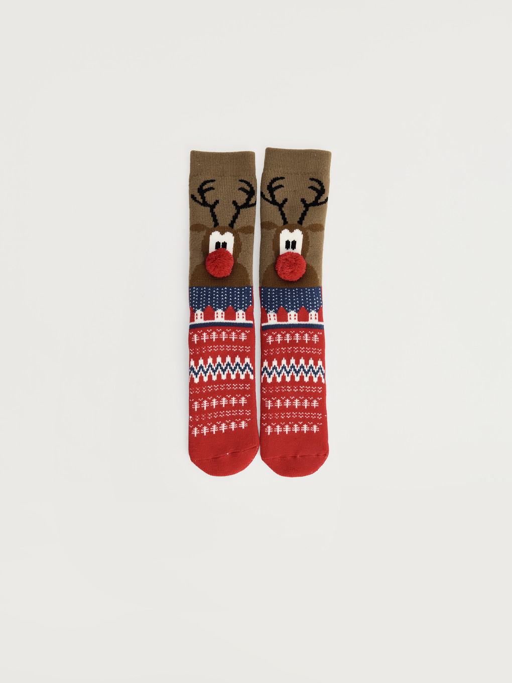 Pompon Detailed Patterned Men's Ankle Socks-1