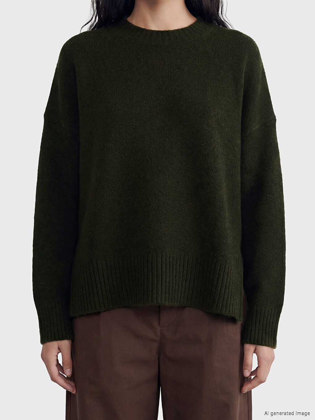 Pull-over En Maille Pour Femme À Col Rond-2