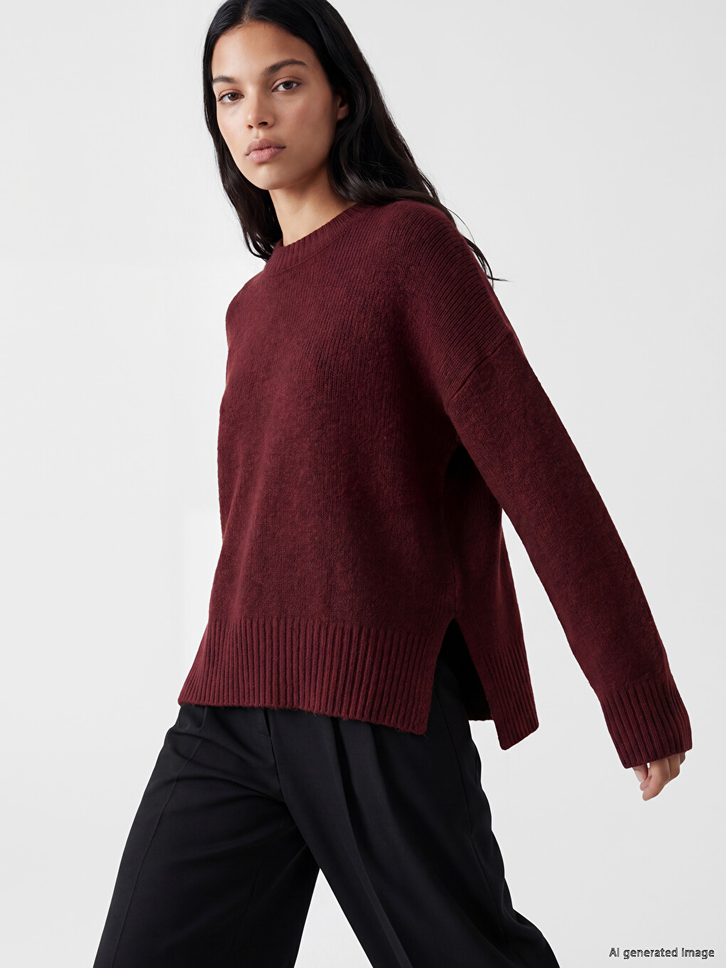 Crew Neck Women's Knitwear Sweater