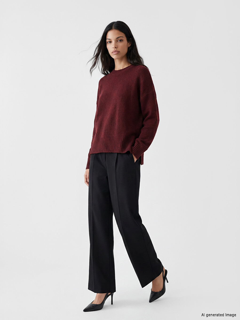 Crew Neck Women's Knitwear Sweater-1
