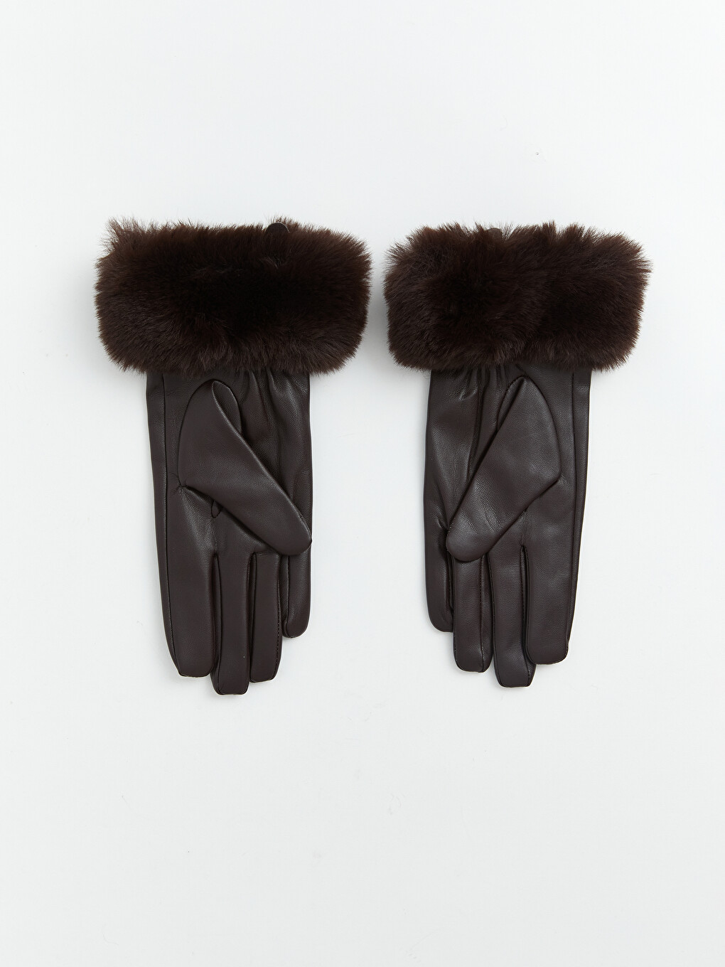 Fur-lined Faux Leather Women's Gloves-1