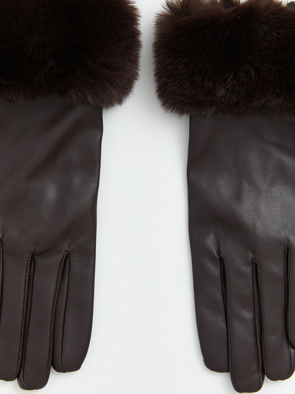 Fur-lined Faux Leather Women's Gloves-2