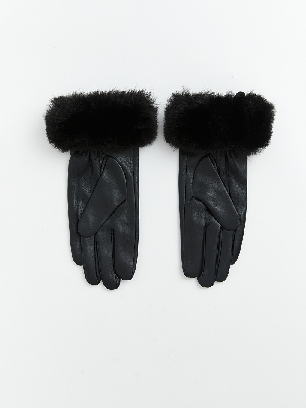Fur-lined Faux Leather Women's Glove-1