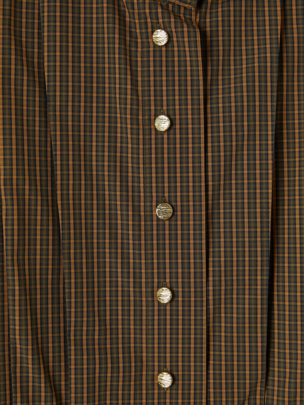 Grandad Collar Plaid Women's Shirt-5