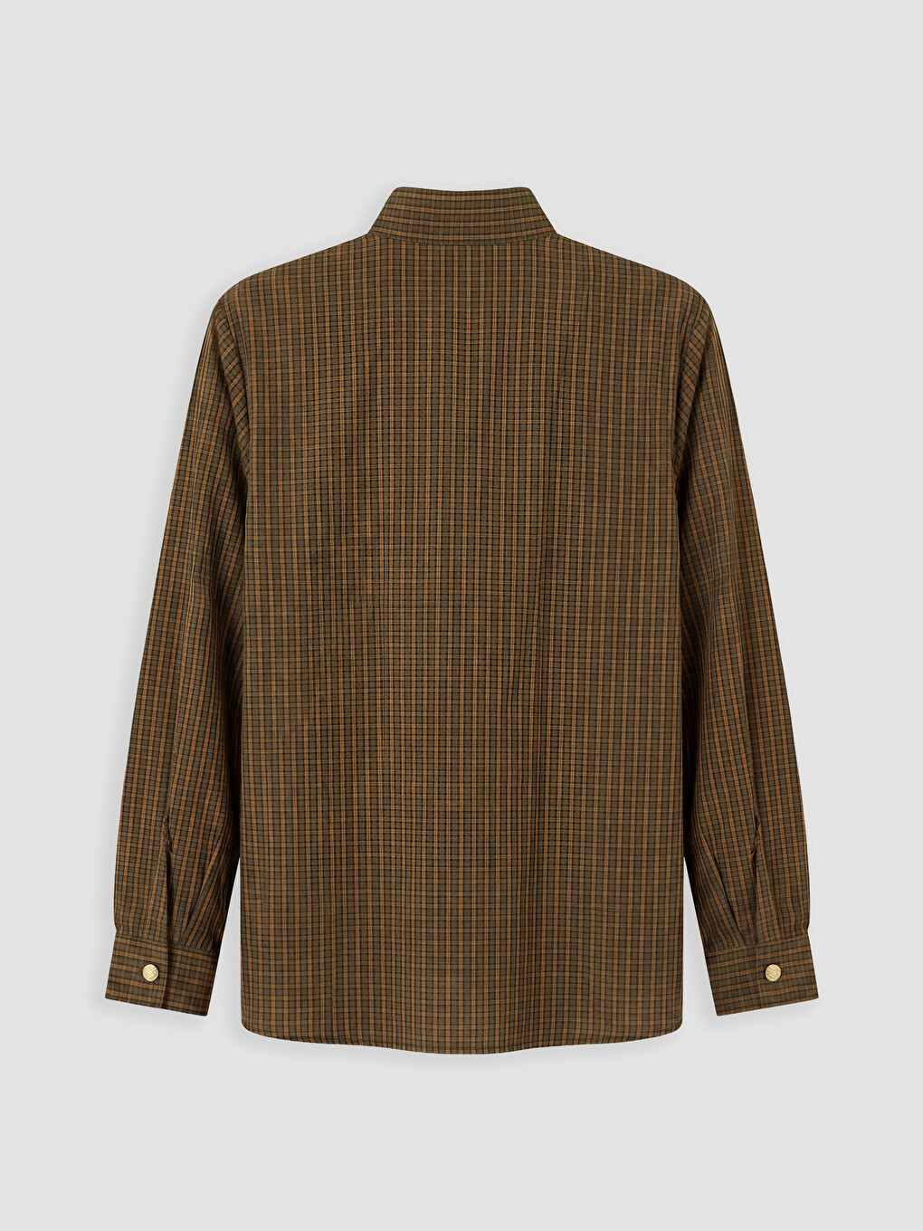 Grandad Collar Plaid Women's Shirt-6