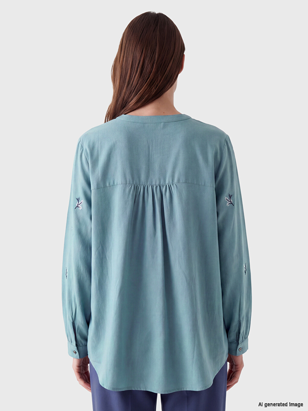 Notch Neck Embroidered Women's Blouse-3