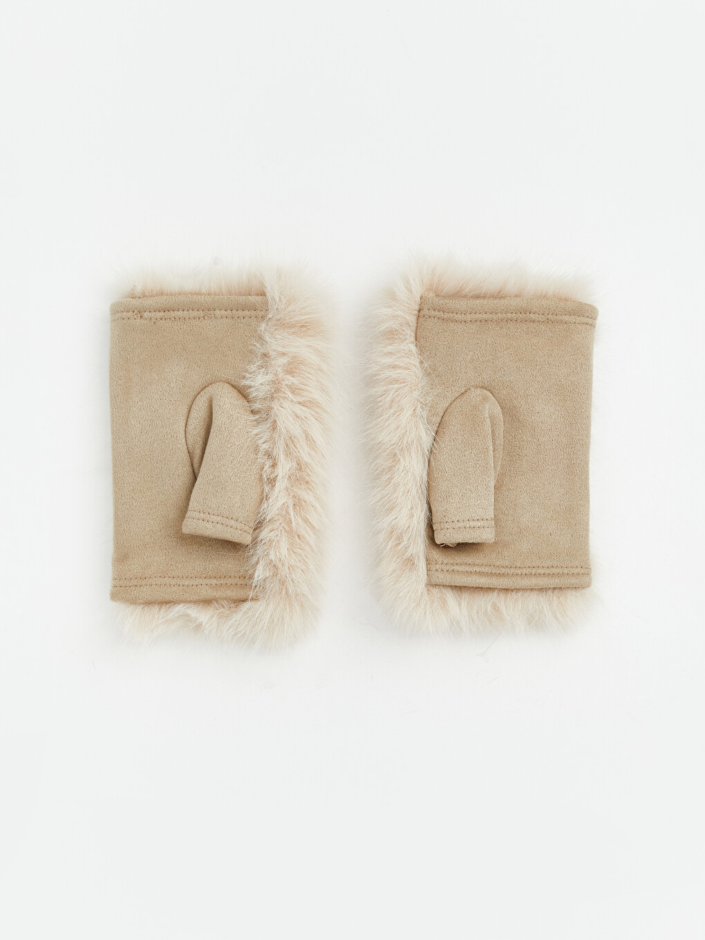 Faux Fur-look Women's Fingerless Gloves-1