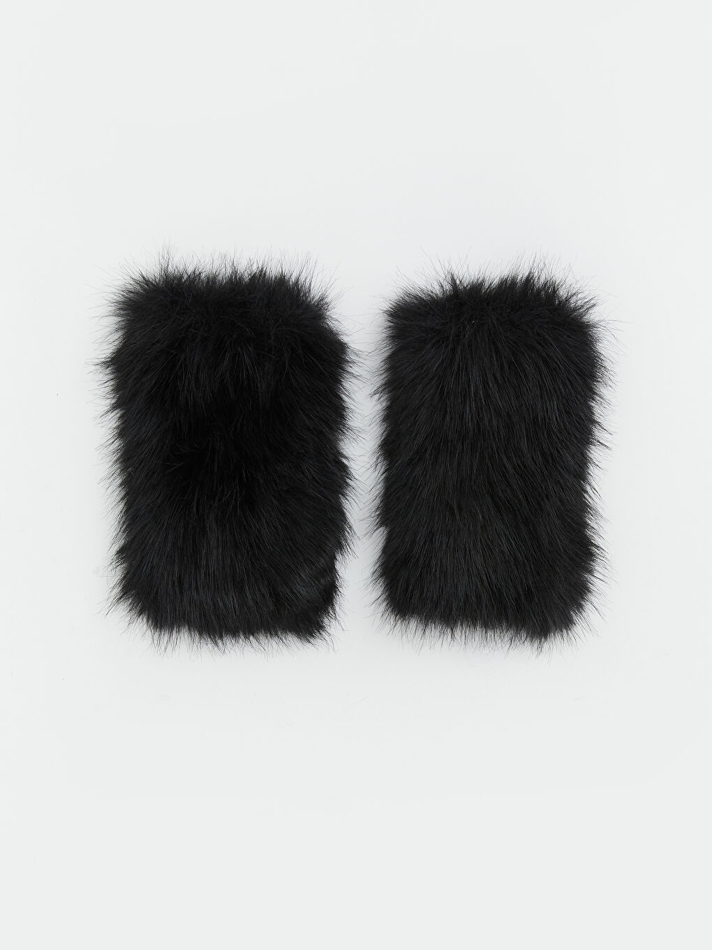 Siyah Suni Kürk Görünümlü Kadın Parmaksız Eldiven