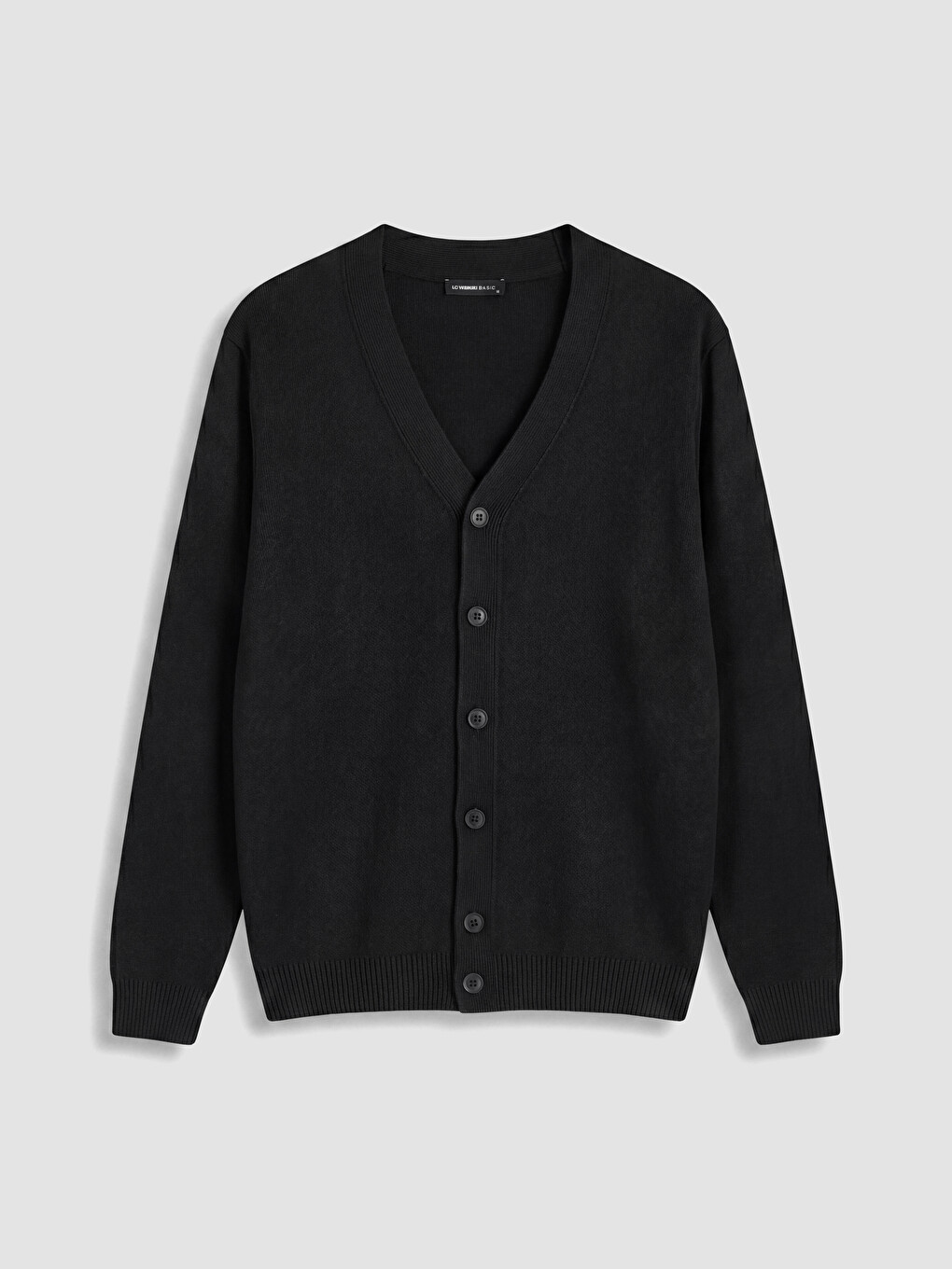 Siyah Regular Fit V Yaka Erkek Triko Hırka