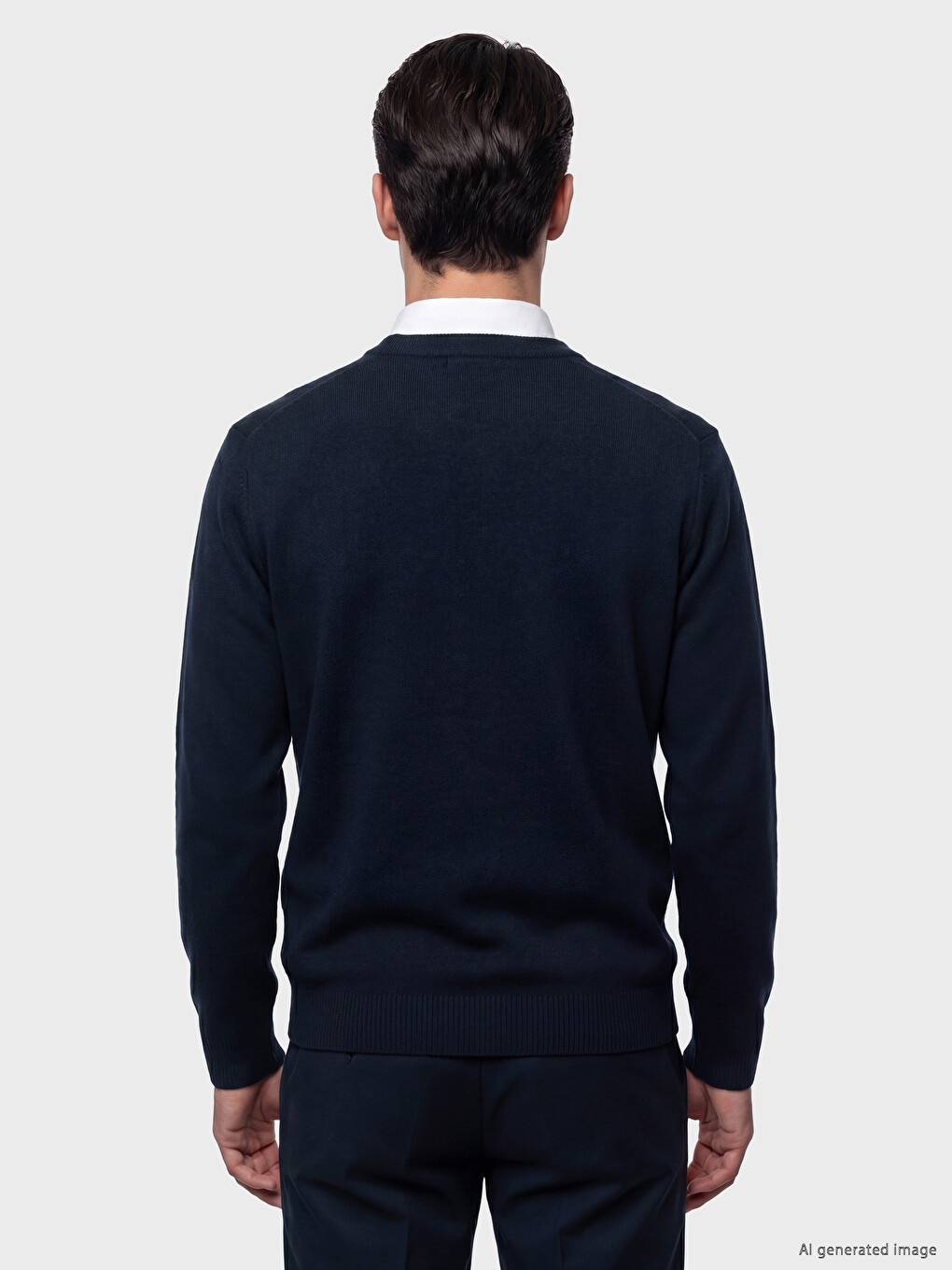 Lacivert Regular Fit V Yaka Erkek Triko Hırka-3