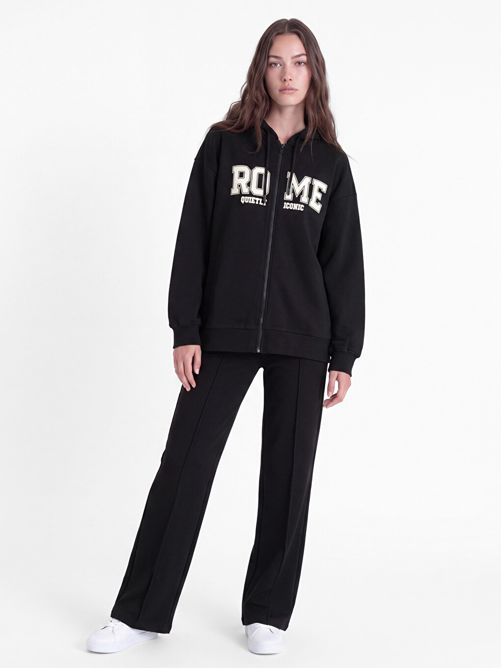Hooded Rome Printed Women's Zip-up Sweatshirt-1