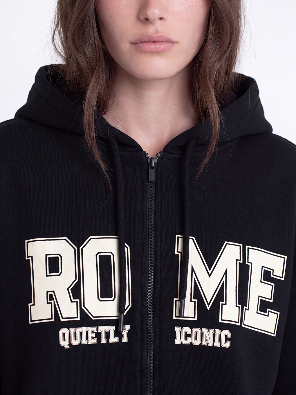 Hooded Rome Printed Women's Zip-up Sweatshirt-2