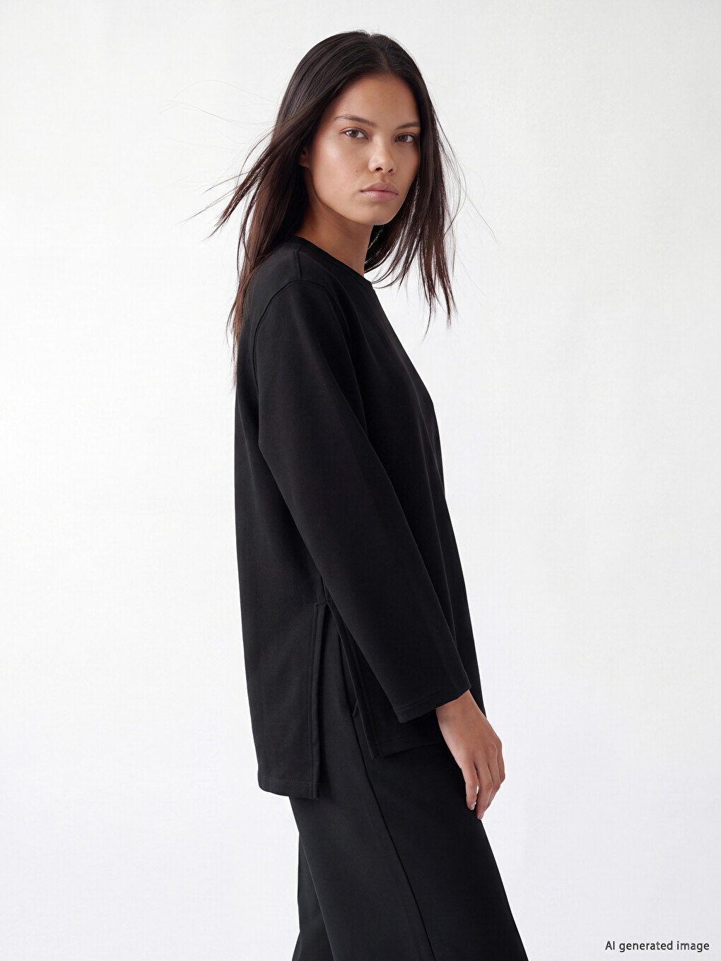 Woman Black Sweatshirt Tunic