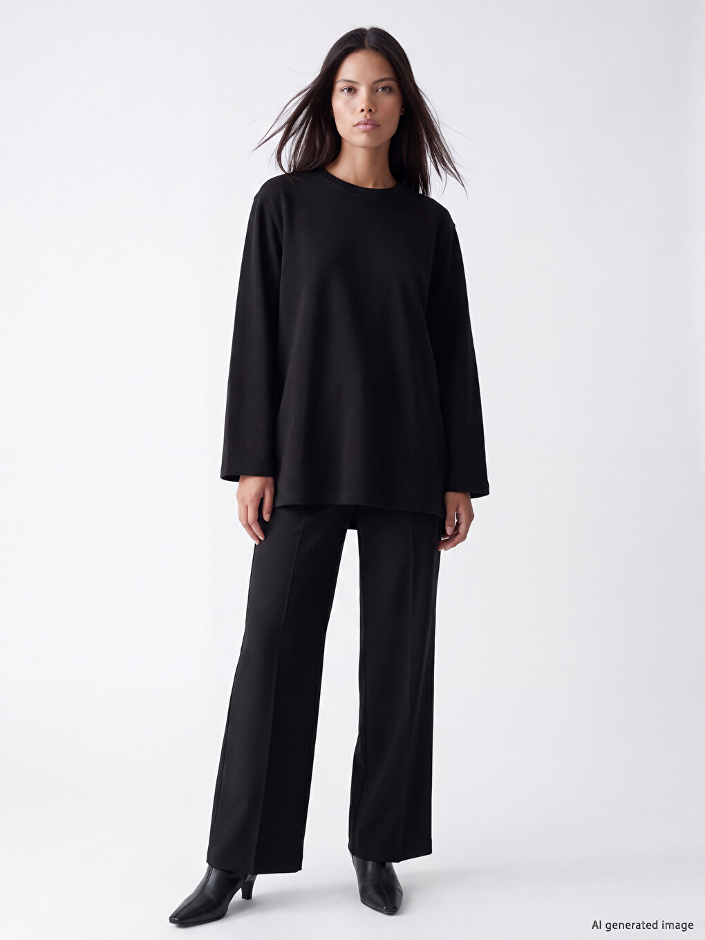 Woman Black Sweatshirt Tunic-1