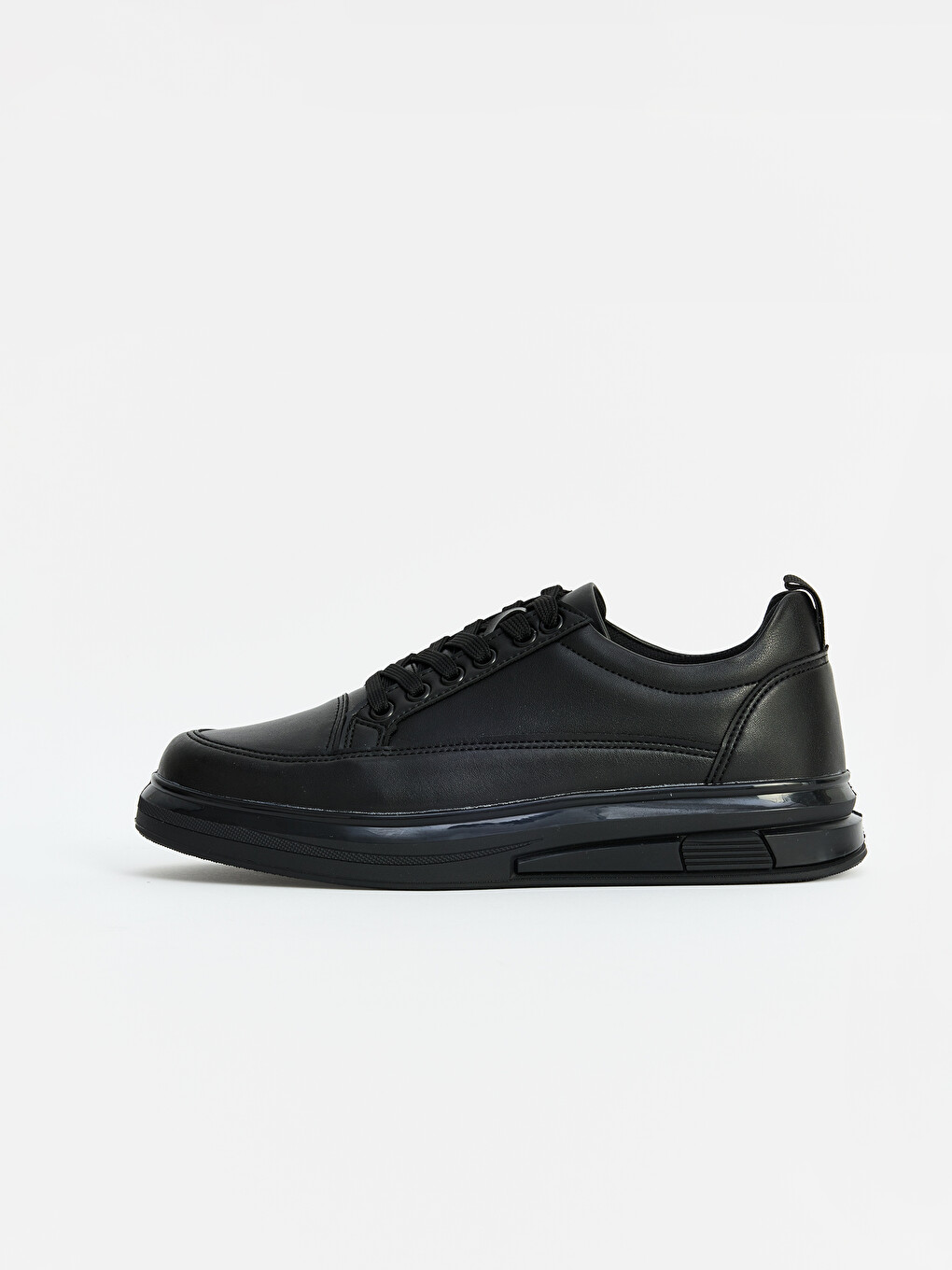 Siyah Suni Deri Erkek Sneaker-1