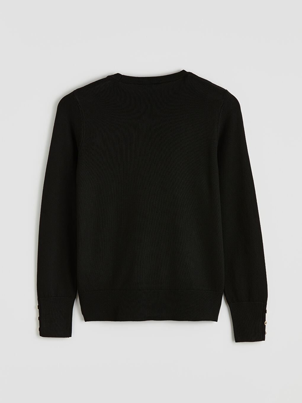 Siyah Bisiklet Yaka Kadın Triko Kazak-3