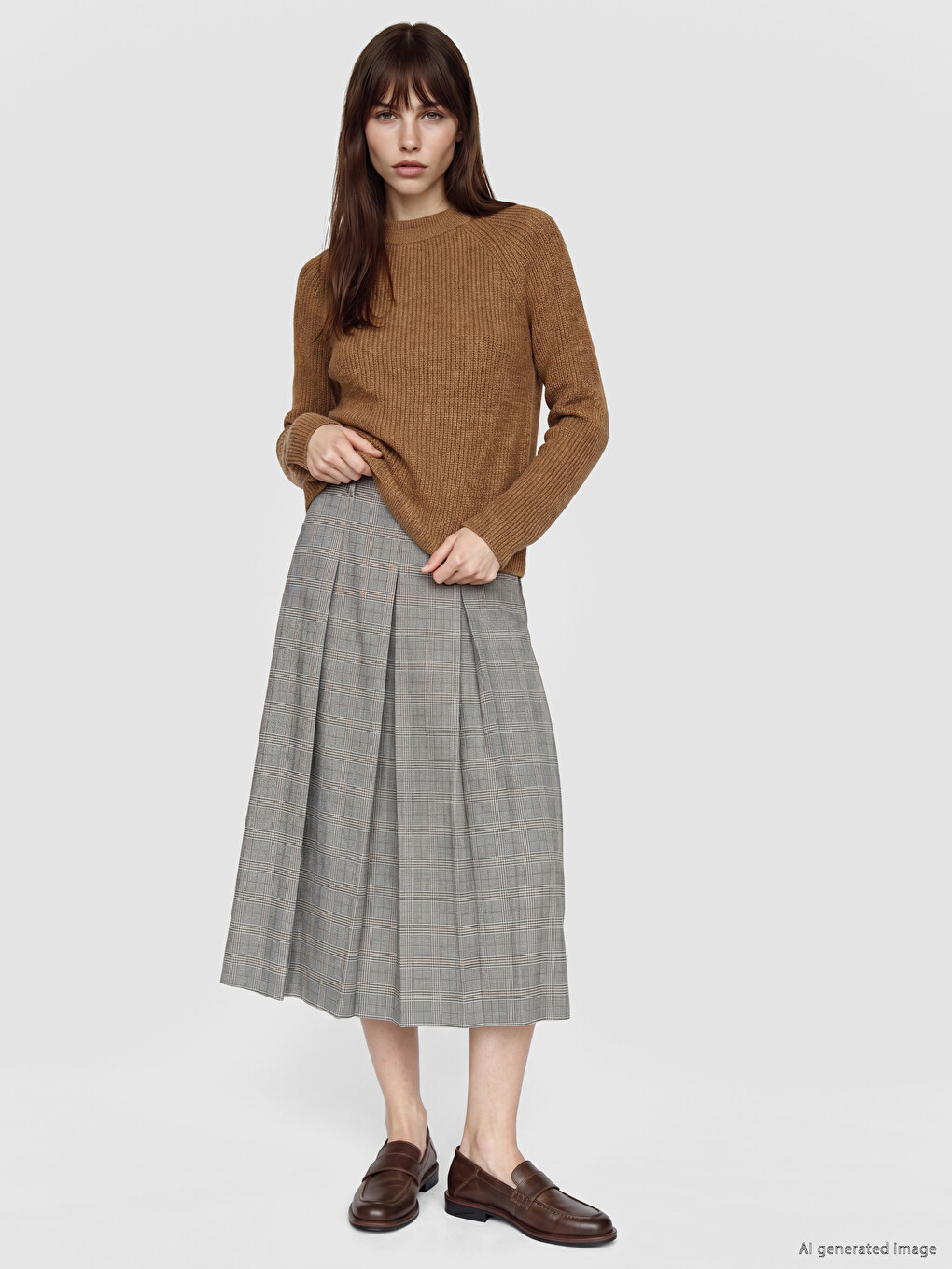 Plaid Patterned Pleated A Cut Women's Skirt