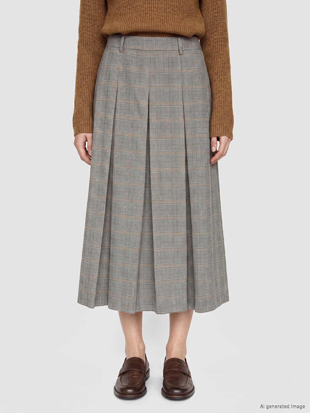 Plaid Patterned Pleated A Cut Women's Skirt-1