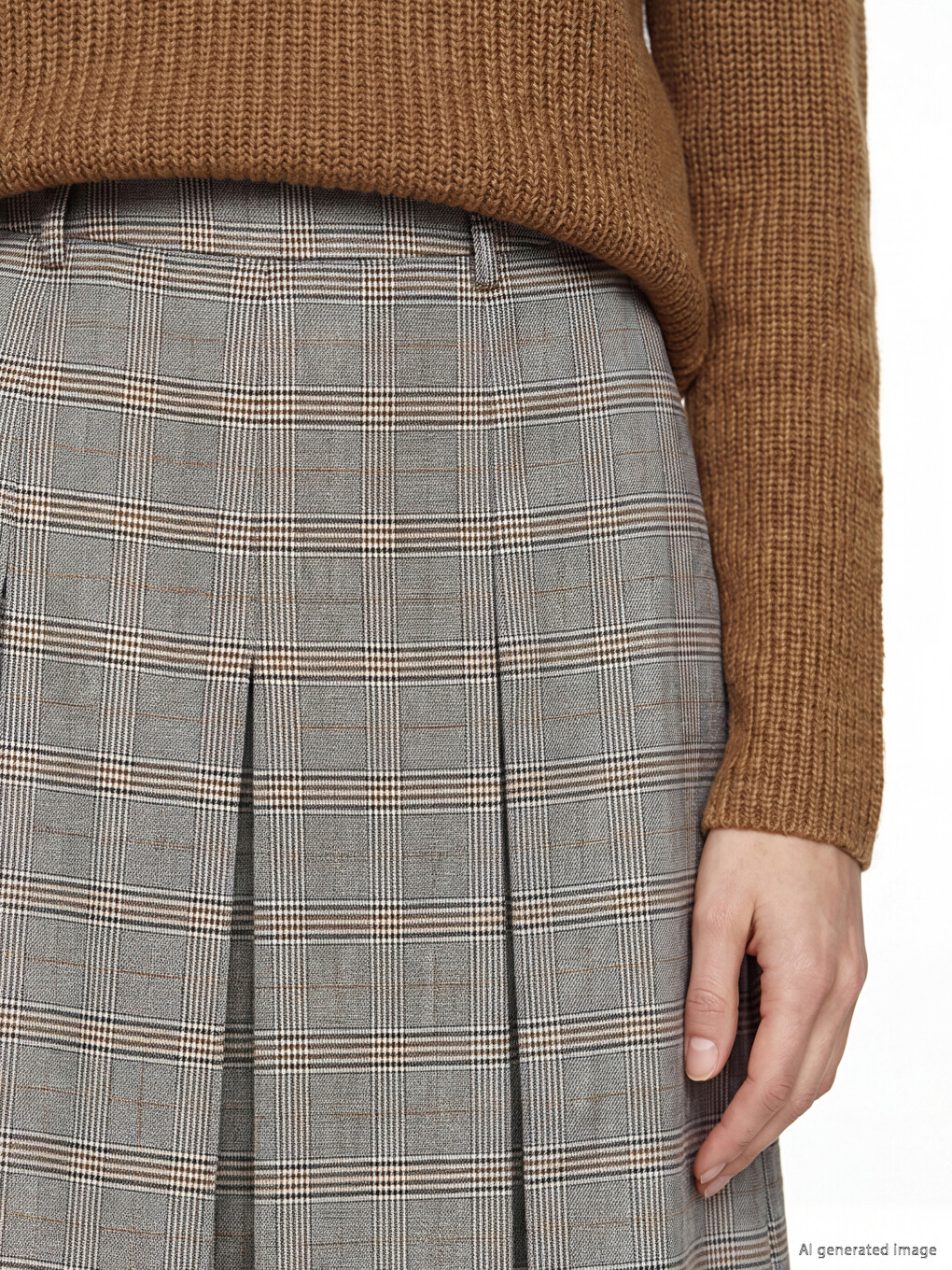 Plaid Patterned Pleated A Cut Women's Skirt-2