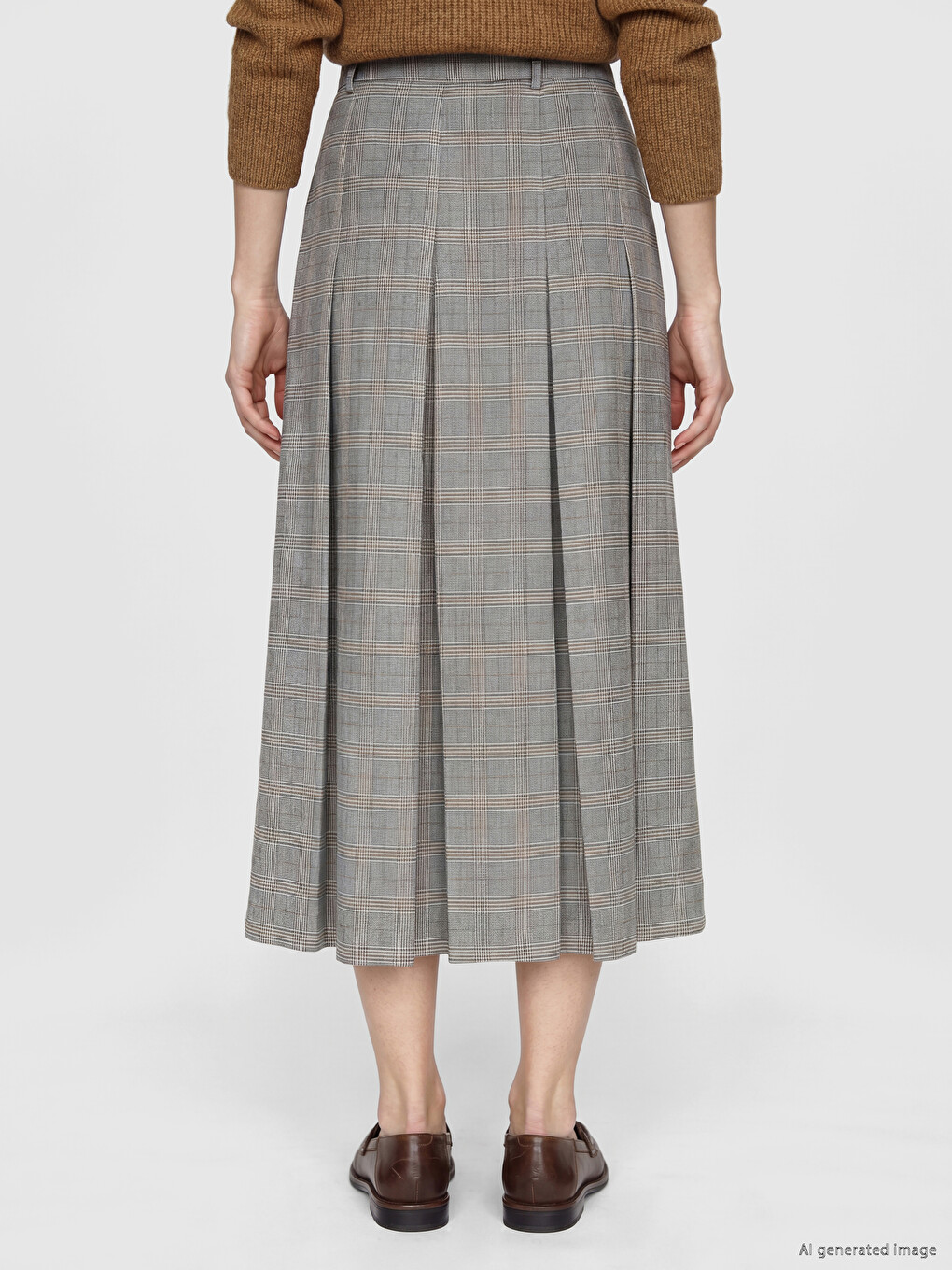 Plaid Patterned Pleated A Cut Women's Skirt-3