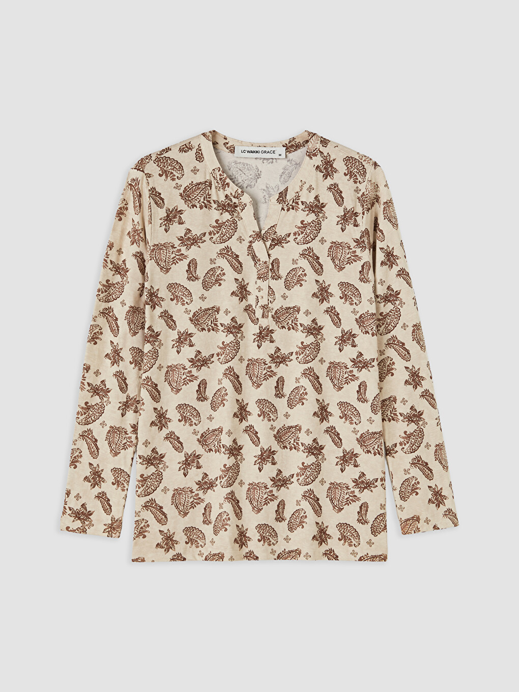 Notch Neck Patterned Blouse-4