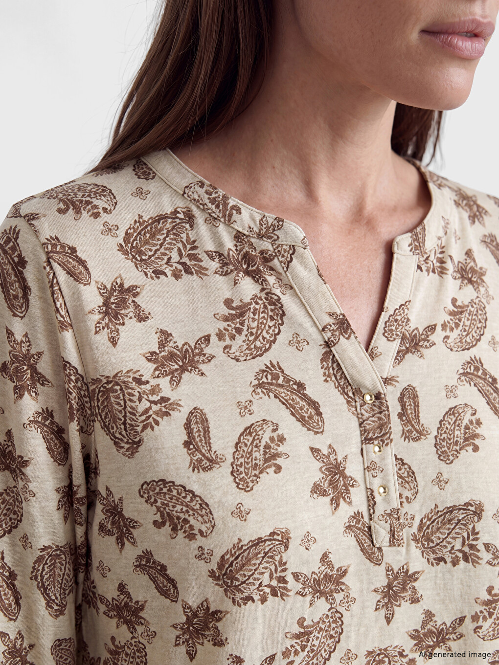 Notch Neck Patterned Blouse-2