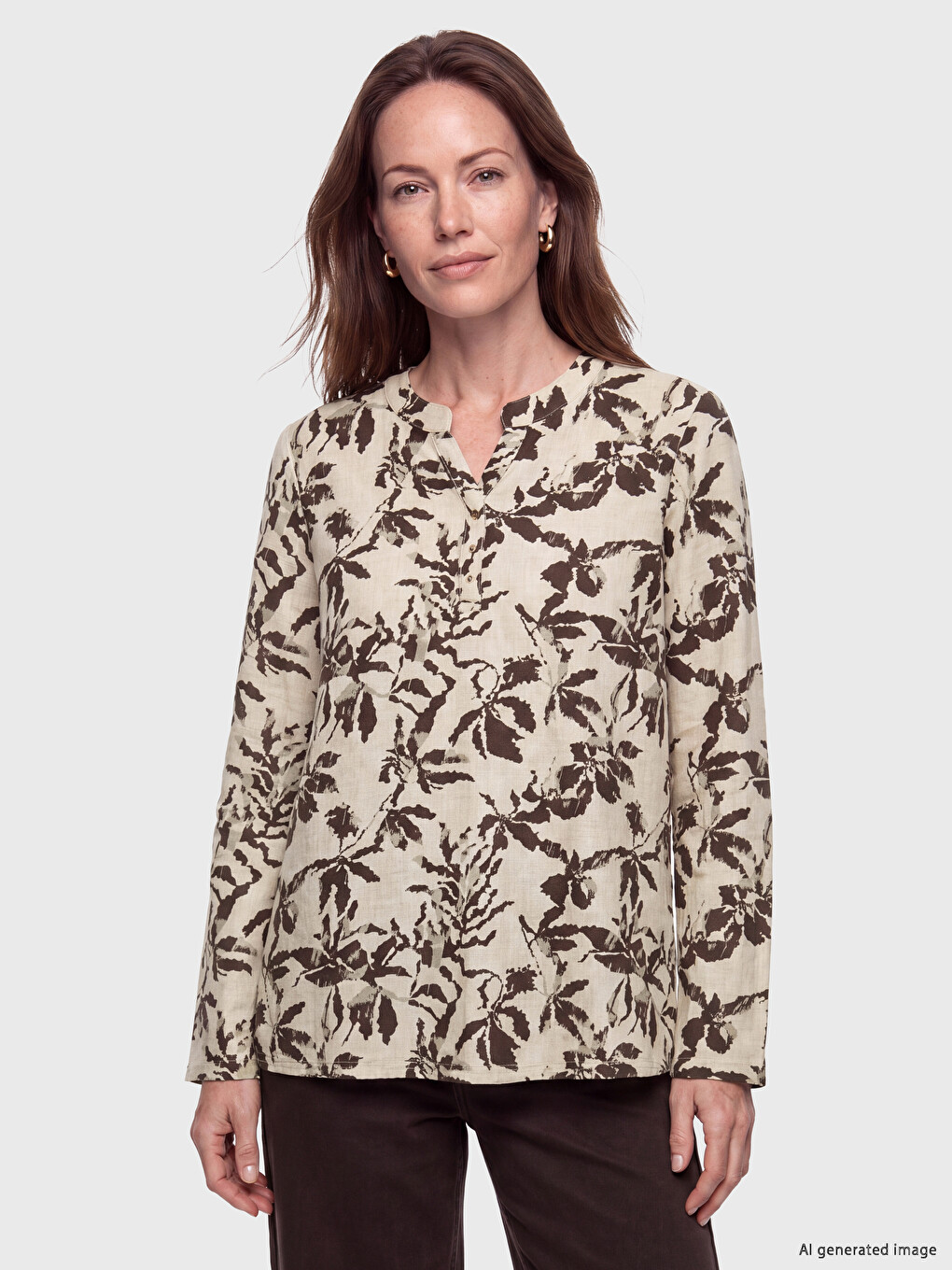 Notch Neck Floral Blouse