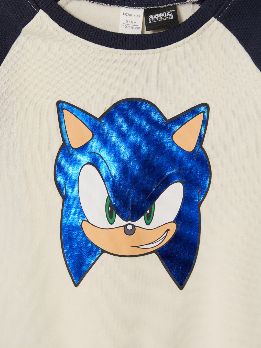 Bej Sonic Baskılı Erkek Çocuk Kalın Sweatshirt-2