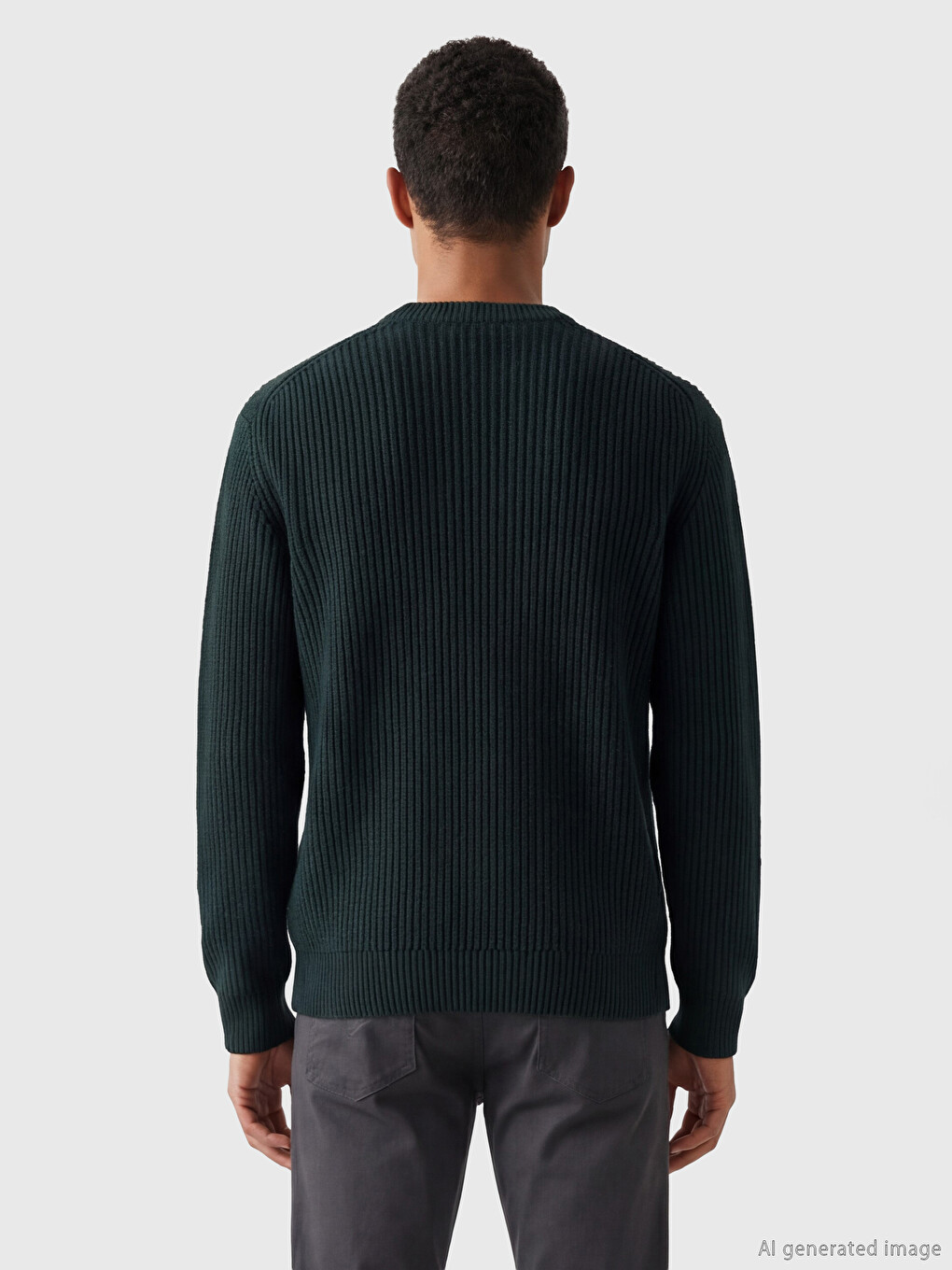Haki Bisiklet Yaka Erkek Triko Kazak-3