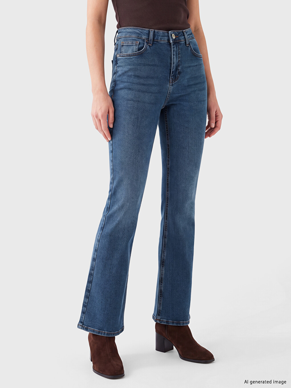 İndigo Flare Kadın Jean Pantolon-1