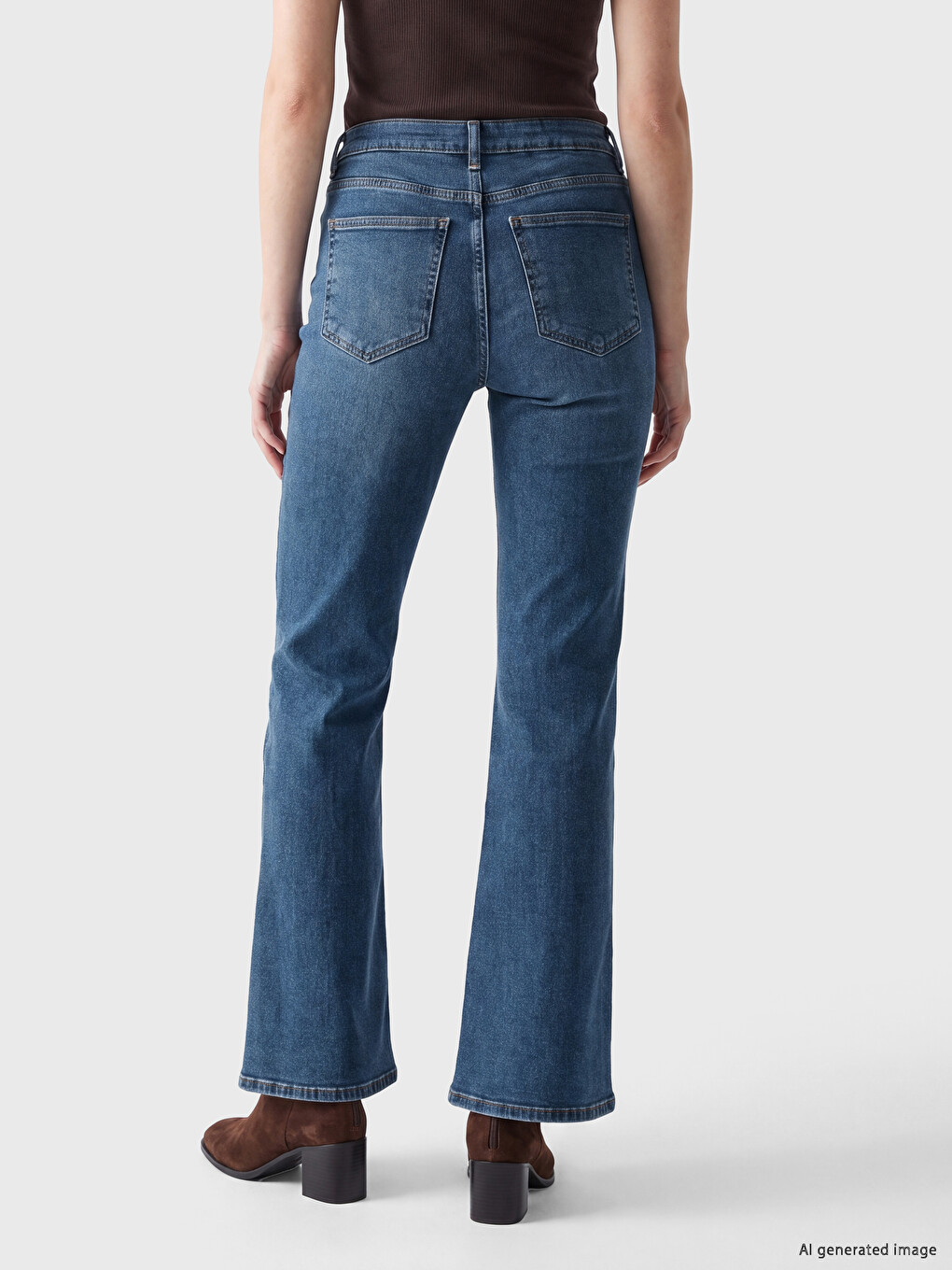 İndigo Flare Kadın Jean Pantolon-3