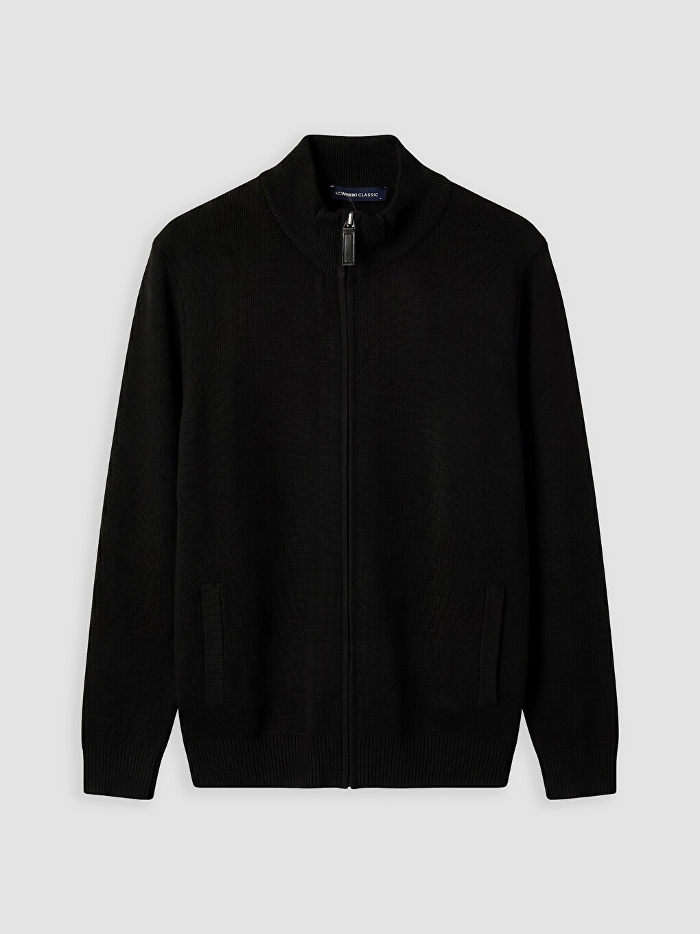 Siyah Regular Fit Dik Yaka Erkek Triko Hırka-3