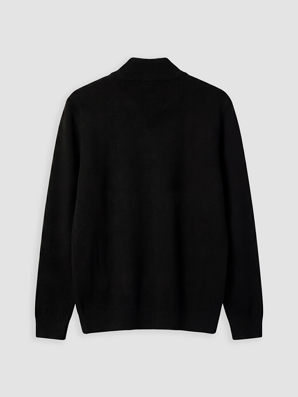 Siyah Regular Fit Dik Yaka Erkek Triko Hırka-4