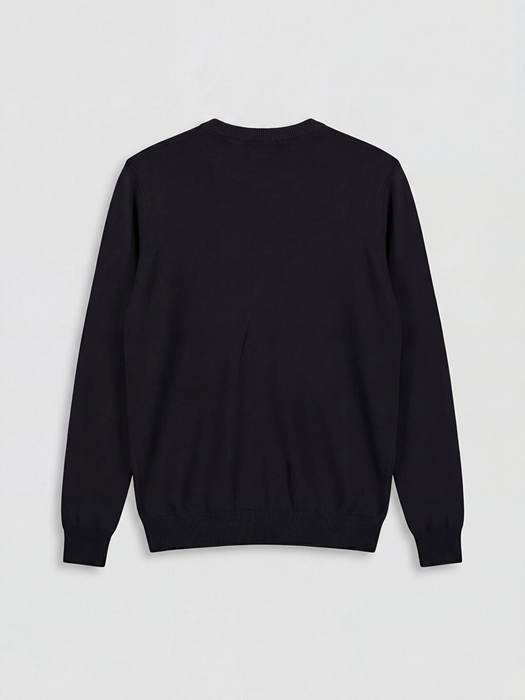 Siyah Bisiklet Yaka Regular Fit Erkek Triko Kazak-1