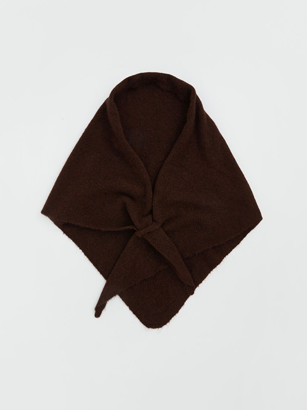 Kahverengi Kadın Triko Üçgen Atkı