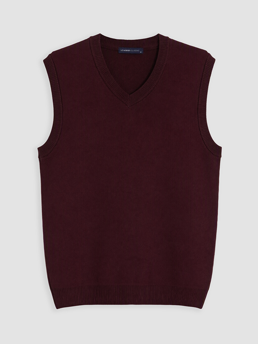 Bordo Regular Fit V Yaka Erkek Triko Yelek