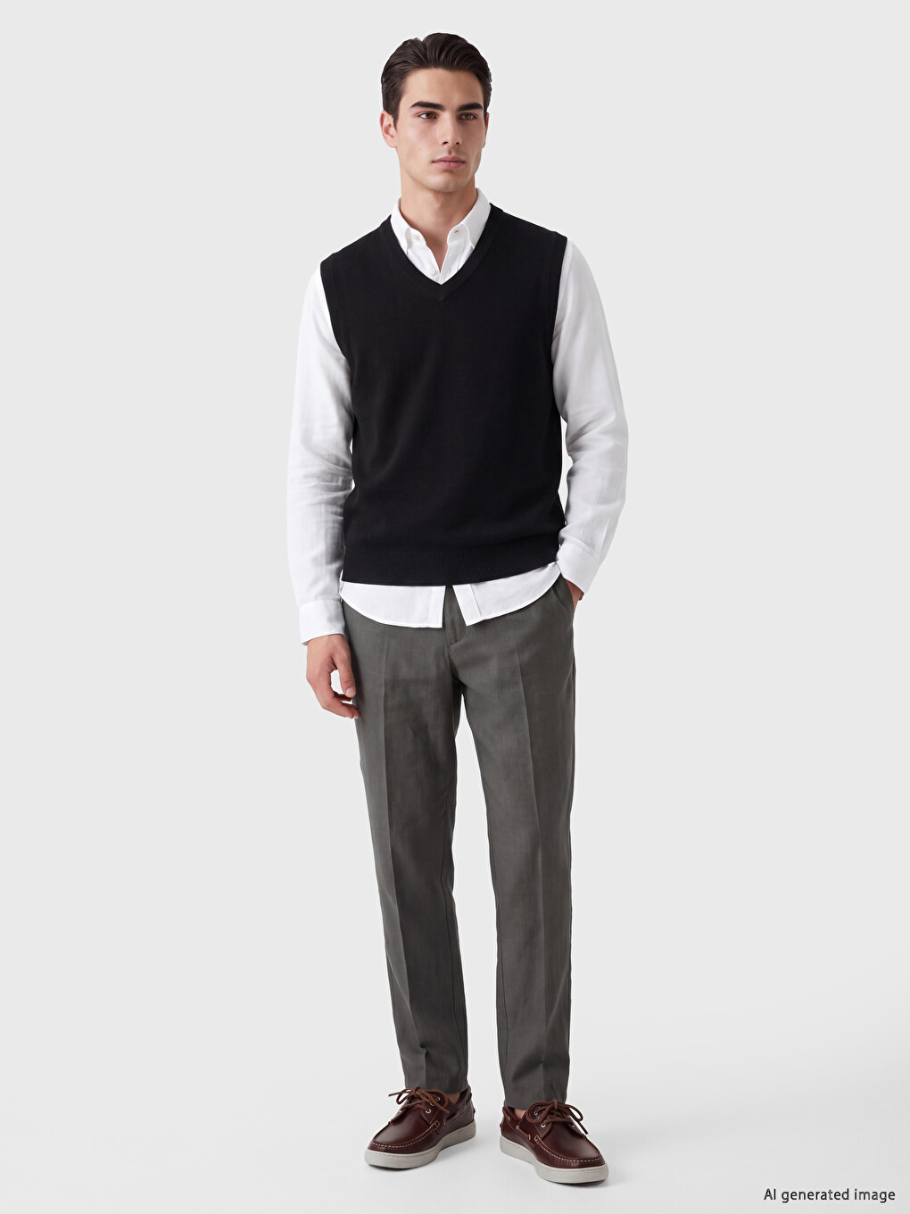 Man Black Sweater Vest-1