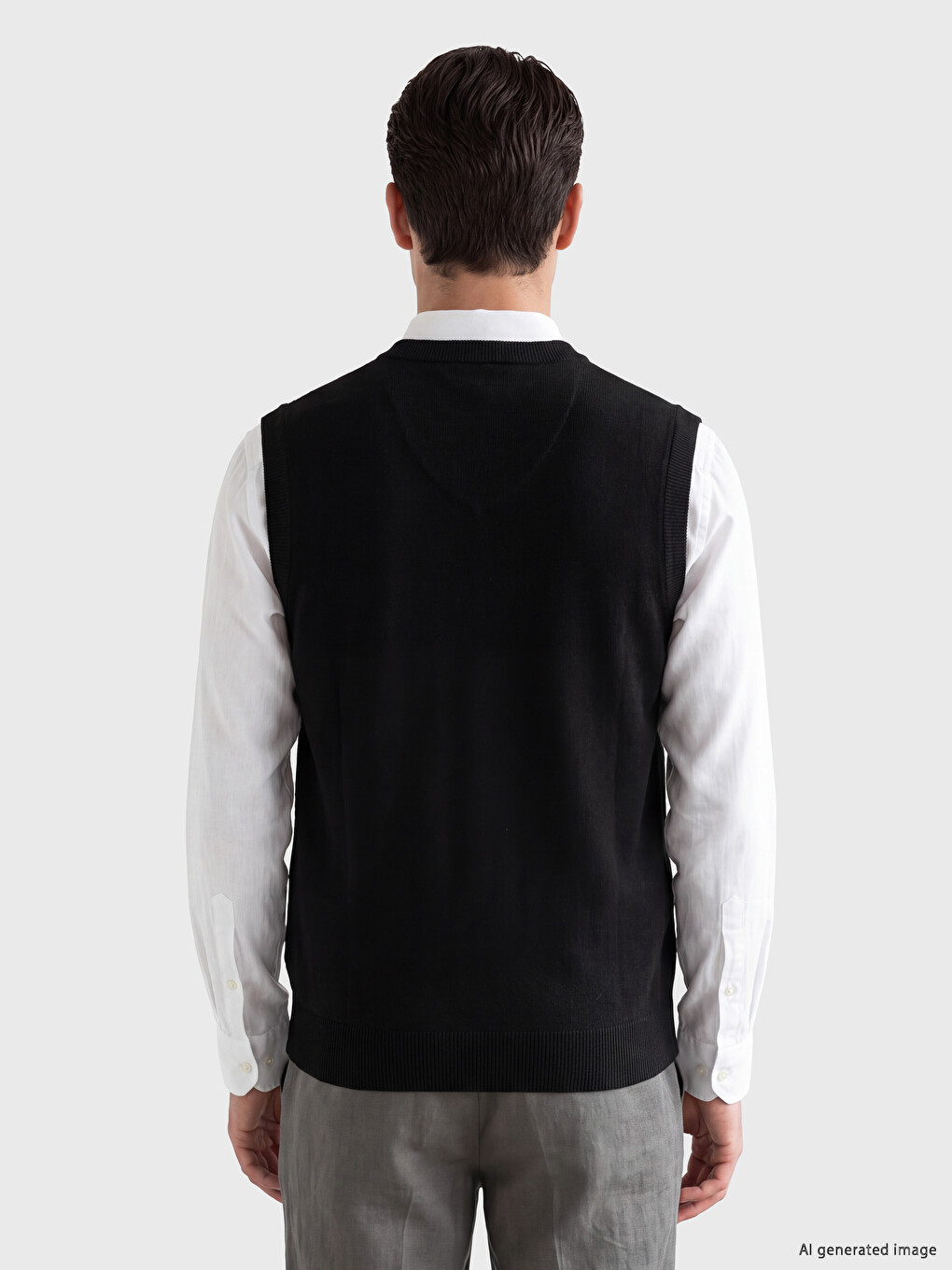 Man Black Sweater Vest-2