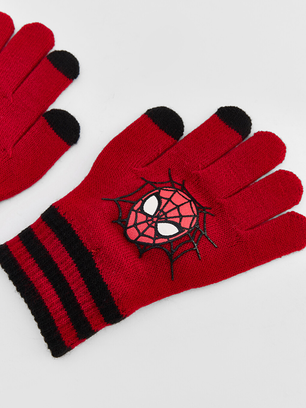 Kırmızı Spider-man Baskılı Erkek Çocuk Triko Eldiven-1