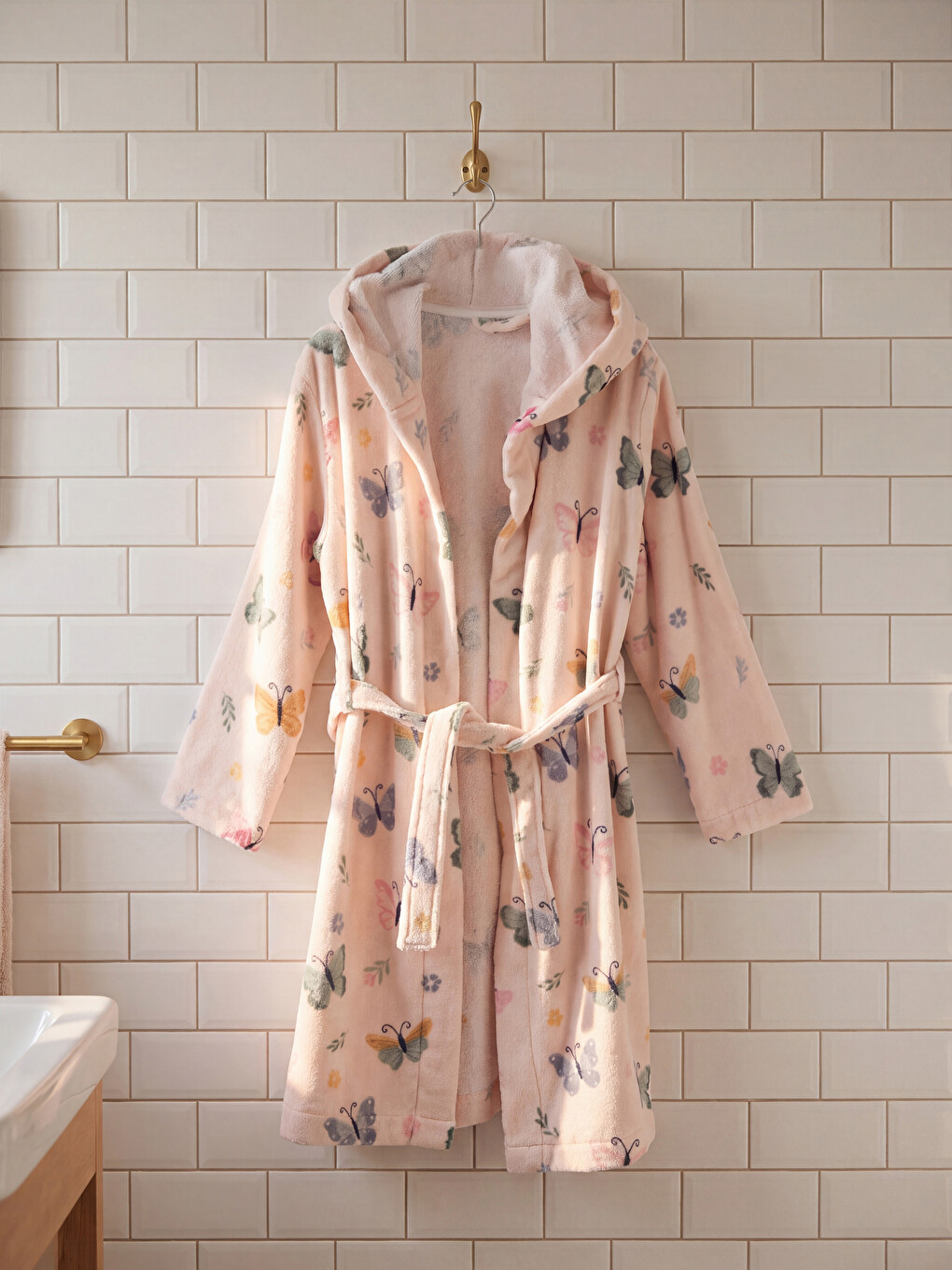 Butterfly Printed Girls' Bathrobe
