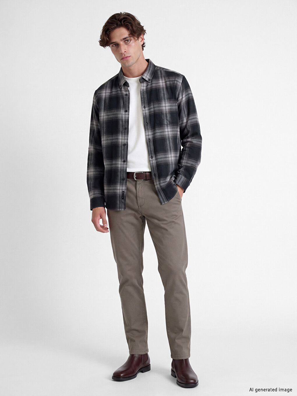 Regular Fit Plaid Twill Men's Shirt-1
