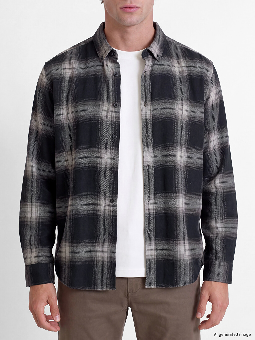 Regular Fit Plaid Twill Men's Shirt-2