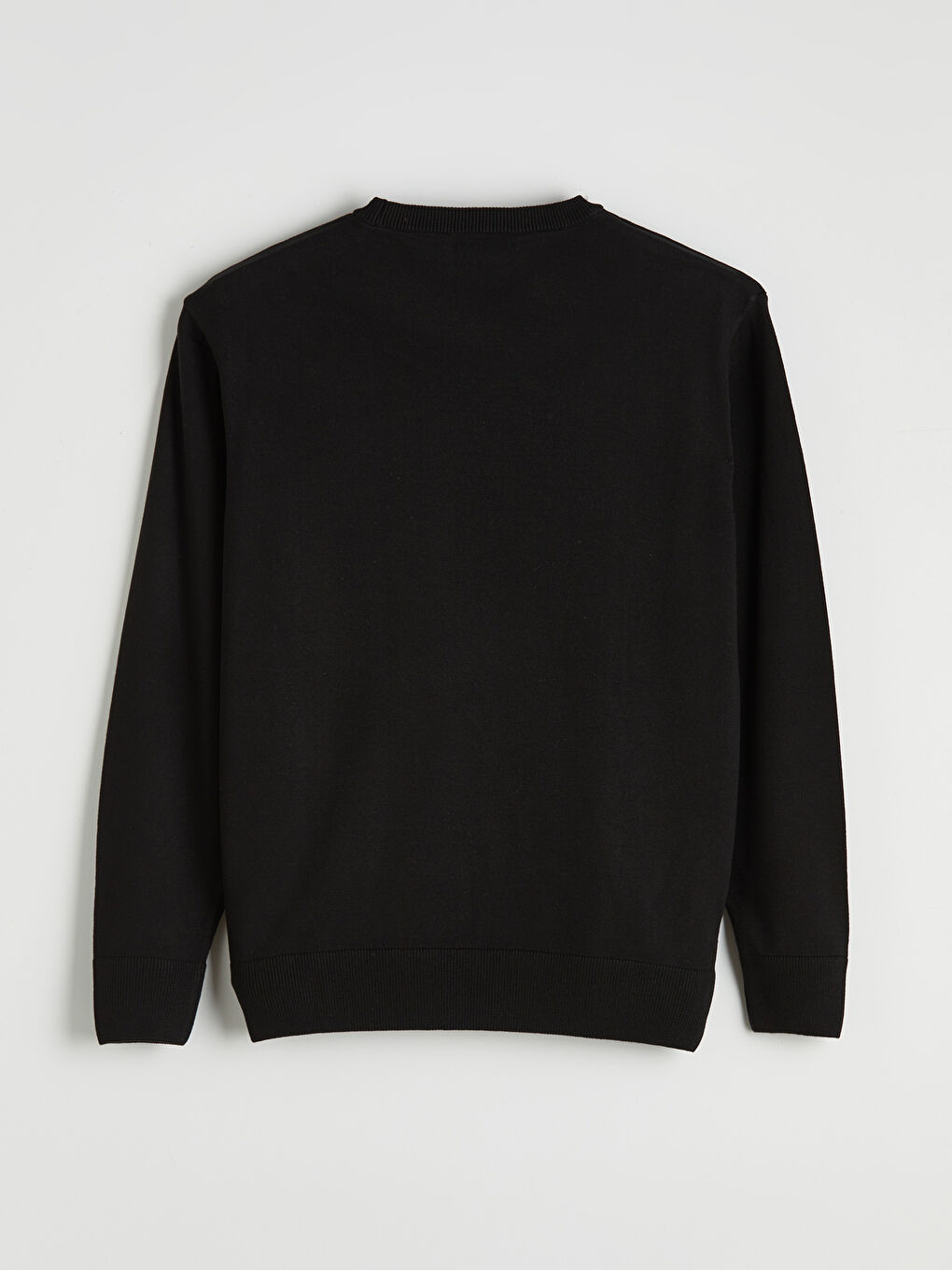 Siyah Bisiklet Yaka Erkek Triko Kazak-1