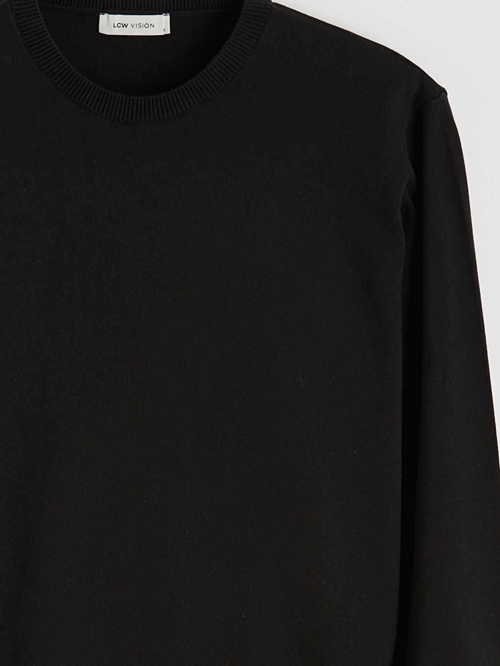 Siyah Bisiklet Yaka Erkek Triko Kazak-2