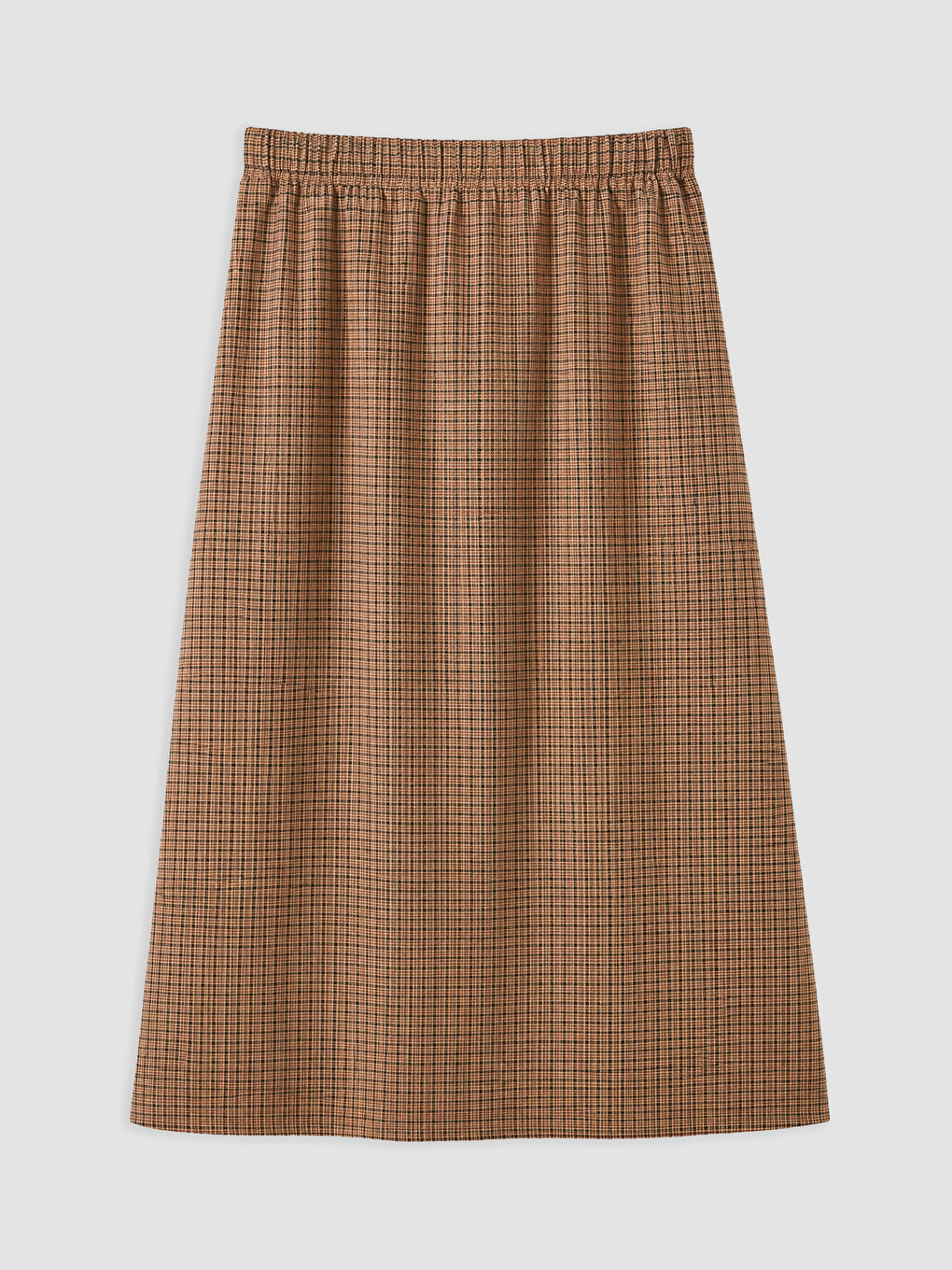 Elastic Waist Plaid A Form Skirt-4