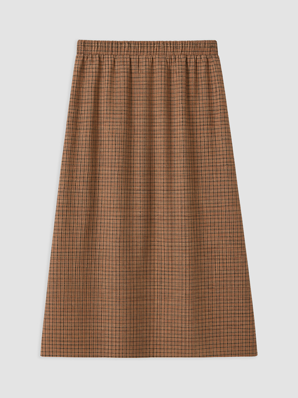 Elastic Waist Plaid A Form Skirt-5