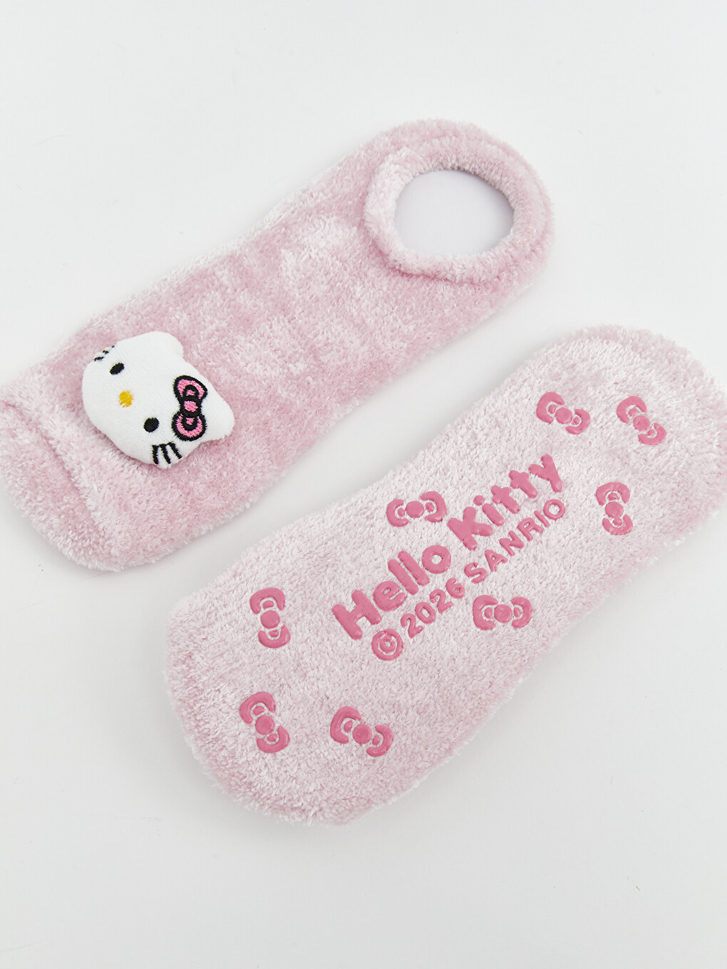 Hello Kitty Desenli Kaydırmaz Tabanlı Kız Çocuk Ev Çorabı Ve Uyku Bandı-3