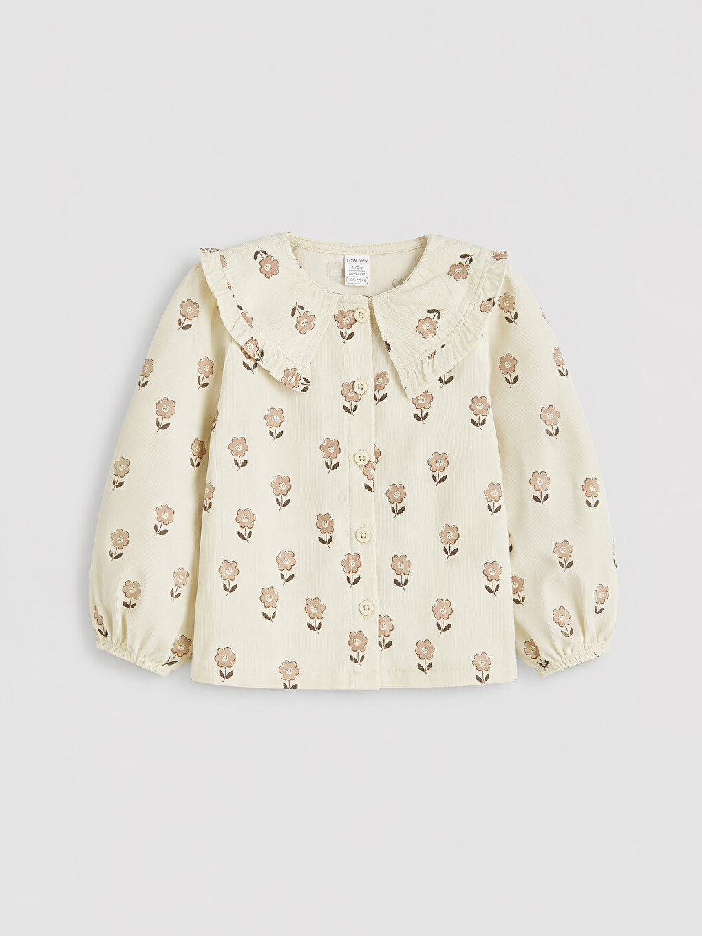 Floral Patterned Peter Pan Collar Baby Girls' Shirt