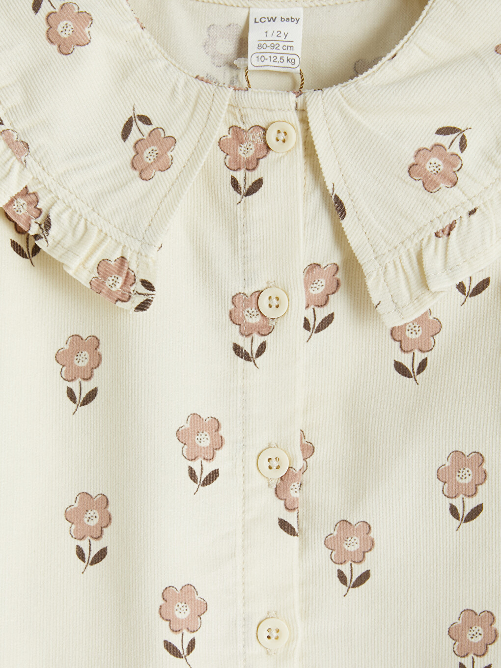 Floral Patterned Peter Pan Collar Baby Girls' Shirt-2